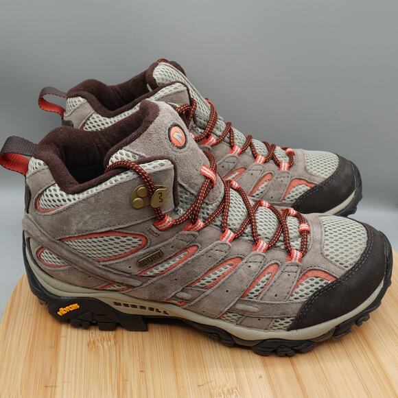 Merrell Boots Womens 9W Moab 2 Waterproof Bungee Cord Mid Hiking WJ06058W EUC - Picture 3 of 9